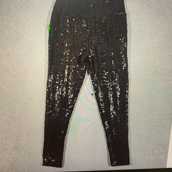 Tipsy Elves Leggings Women M Black Sequin High Waist Stretch Bling, PARTY WEAR - Picture 10 of 10